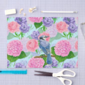 Blaues Jay- und Blume-Aquarellmuster Seidenpapier (Handwerk)