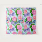 Blaues Jay- und Blume-Aquarellmuster Wandteppich (Vorderseite (Horizontal))