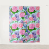 Blaues Jay- und Blume-Aquarellmuster Wandteppich (Vorderseite)