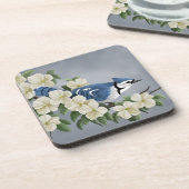 Blaues Jay unter Blumen Untersetzer (Linke Seite)