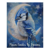 Blaues Jay-Vogel-Baby auf dem Mond Poster (Vorderseite)