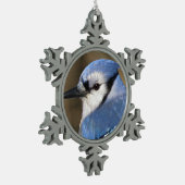 Blaues Jay - Vogel Schneeflocken Zinn-Ornament (Links)