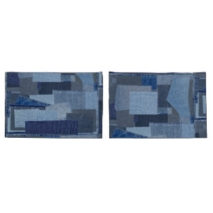 Blaues Jean Patchwork-Denim Shibori Boro Boro Kissenbezug