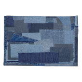 Blaues Jean Patchwork-Denim Shibori Boro Boro Kissenbezug (Rückseite-Links)