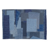 Blaues Jean Patchwork-Denim Shibori Boro Boro Kissenbezug (Vorderseite-Links)