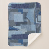 Blaues Jean Patchwork-Denim Shibori Boro Boro Sherpadecke (Vorderseite)