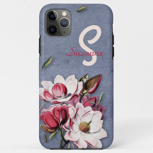 Blaues Jeans Blumenmonogramm Case-Mate iPhone Hülle (Rückseite)