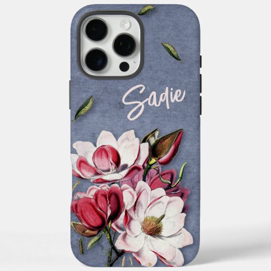 Blaues Jeans Blumenmonogramm Case-Mate iPhone Hülle (Rückseite)