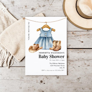 Blaues Jeans-Kleid Cowboy-Stiefel Baby-Party-Einla Einladung