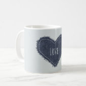 Blaues Jeansherz Liebe Kaffeetasse (Vorderseite Links)