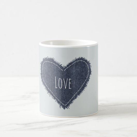 Blaues Jeansherz Liebe Kaffeetasse (Mittel)