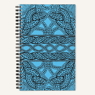 BLAUES KABELSTRICK-Spiralnotizbuch 5,5x8,5 Notizblock