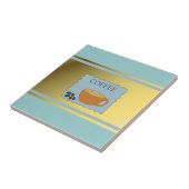 Blaues Kaffeeschild mit Kaffeetasse Fliese (Seite)