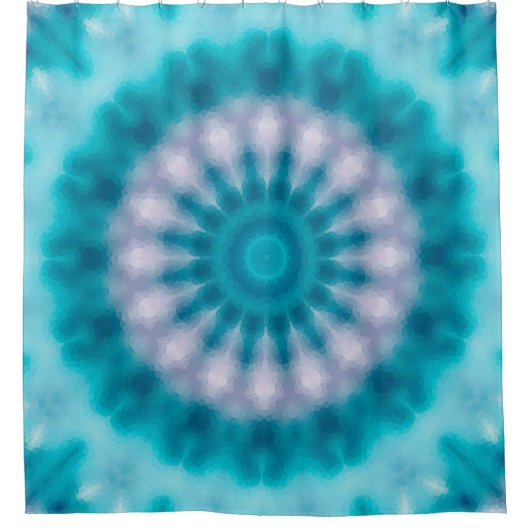 Blaues Kaleidoskop Duschvorhang (Vorderseite)