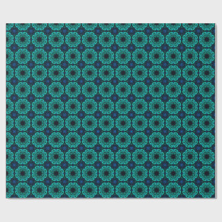 Blaues Kaleidoskop-Fraktalmuster Geschenkpapier