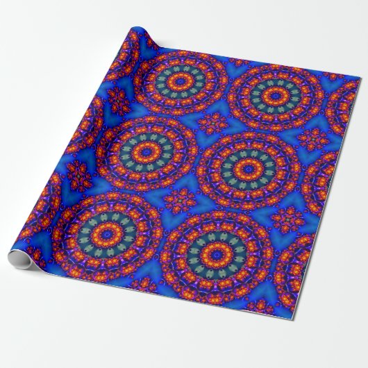 Blaues Kaleidoskop Geschenkpapier (Ungerollt)