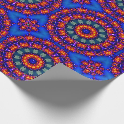 Blaues Kaleidoskop Geschenkpapier (Ecke)