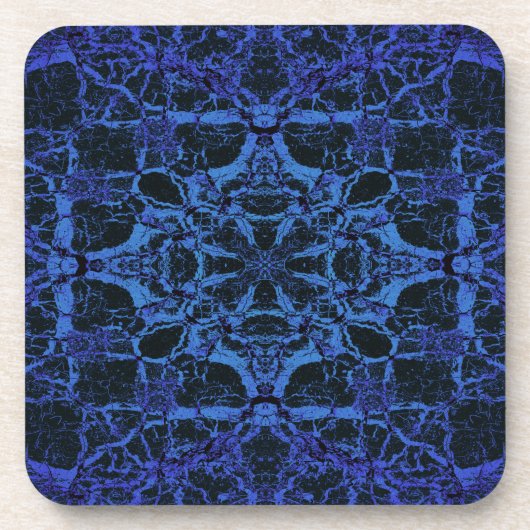 Blaues Kaleidoskop Getränkeuntersetzer (Vorderseite)