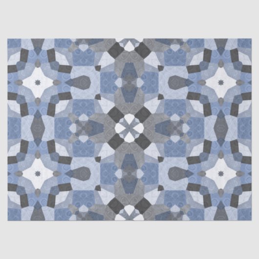 Blaues Kaleidoskop-Gewebe Seidenpapier (Vorderseite)