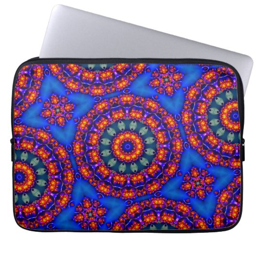 Blaues Kaleidoskop Laptopschutzhülle (Vorderseite)
