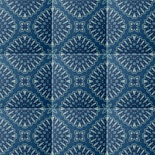 Blaues Kaleidoskop-Mosaikmuster Fliese