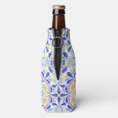 Blaues Kaleidoskop-Muster Flaschenkühler (Flasche Rückseite)