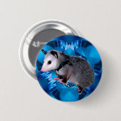 Blaues Kaleidoskop-Opossum Button (Vorne & Hinten)