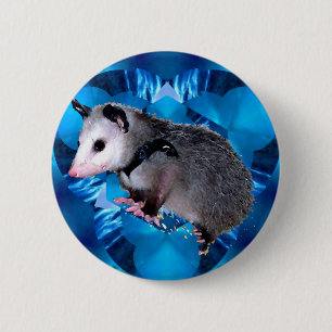 Blaues Kaleidoskop-Opossum Button