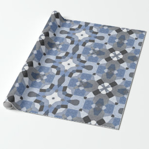 blaues Kaleidoskop-Packpapier Geschenkpapier