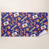 Blaues Kalifornien-Spaß-Muster Strandtuch (Vorderseite)