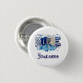 Blaues, kaltblütiges, glänzendes Tiermuster, Blume Button (Vorne & Hinten)