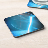 Blaues kaltes Licht auf Glas Getränkeuntersetzer (Linke Seite)