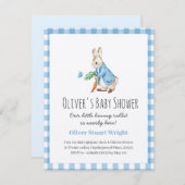 Blaues Kaninchen Babydusche Einladung niedlich (Vorne/Hinten)