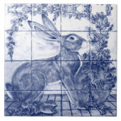 Blaues Kaninchen Hare Ivy Keramik Tile Mural Fliese (Vorderseite)