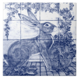 Blaues Kaninchen Hare Ivy Keramik Tile Mural Fliese