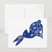Blaues Kaninchen mit Blume Postkarte (Vorne/Hinten)
