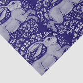 Blaues Kaninchen-Vogelkreiszeichen Morris-Muster Seidenpapier (Detail)