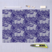 Blaues Kaninchen-Vogelkreiszeichen Morris-Muster Seidenpapier (Handwerk)