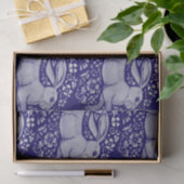 Blaues Kaninchen-Vogelkreiszeichen Morris-Muster Seidenpapier (Geschenk)