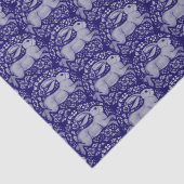 Blaues Kaninchen-Vogelkreiszeichen Morris-Muster Seidenpapier (Detail)