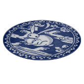 Blaues Kaninchen Wolken Moon Antique Chinoiserie Schneidebrett (Ecke)