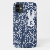 Blaues Kaninchen Zeichnend Moderner Monogram Spaß Case-Mate iPhone Hülle (Rückseite)