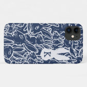Blaues Kaninchen Zeichnend Moderner Monogram Spaß Case-Mate iPhone Hülle (Rückseite (Horizontal))
