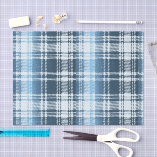 Blaues Kariertes Gewebe Seidenpapier (Handwerk)