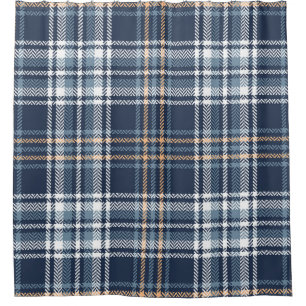 Blaues Kariertes Herringbone: Vintages Tartan Duschvorhang
