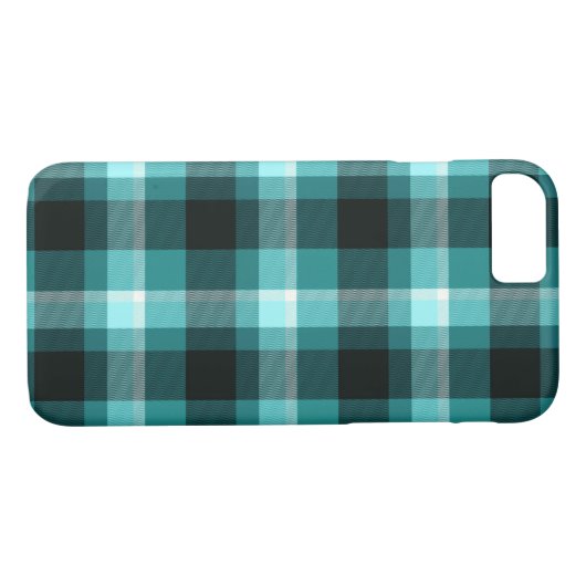 Blaues kariertes Muster Case-Mate iPhone Hülle (Rückseite (Horizontal))