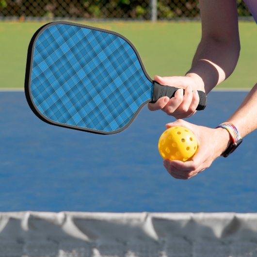 Blaues Kariertes Muster Pickleball Schläger (InSitu)