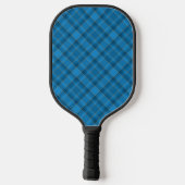 Blaues Kariertes Muster Pickleball Schläger (Rückseite)