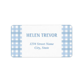 Blaues kariertes Rückgabezeichen Adressaufkleber