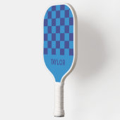 Blaues Karo-Schachbrett-Motherboard Personalisiert Pickleball Schläger (Links)
